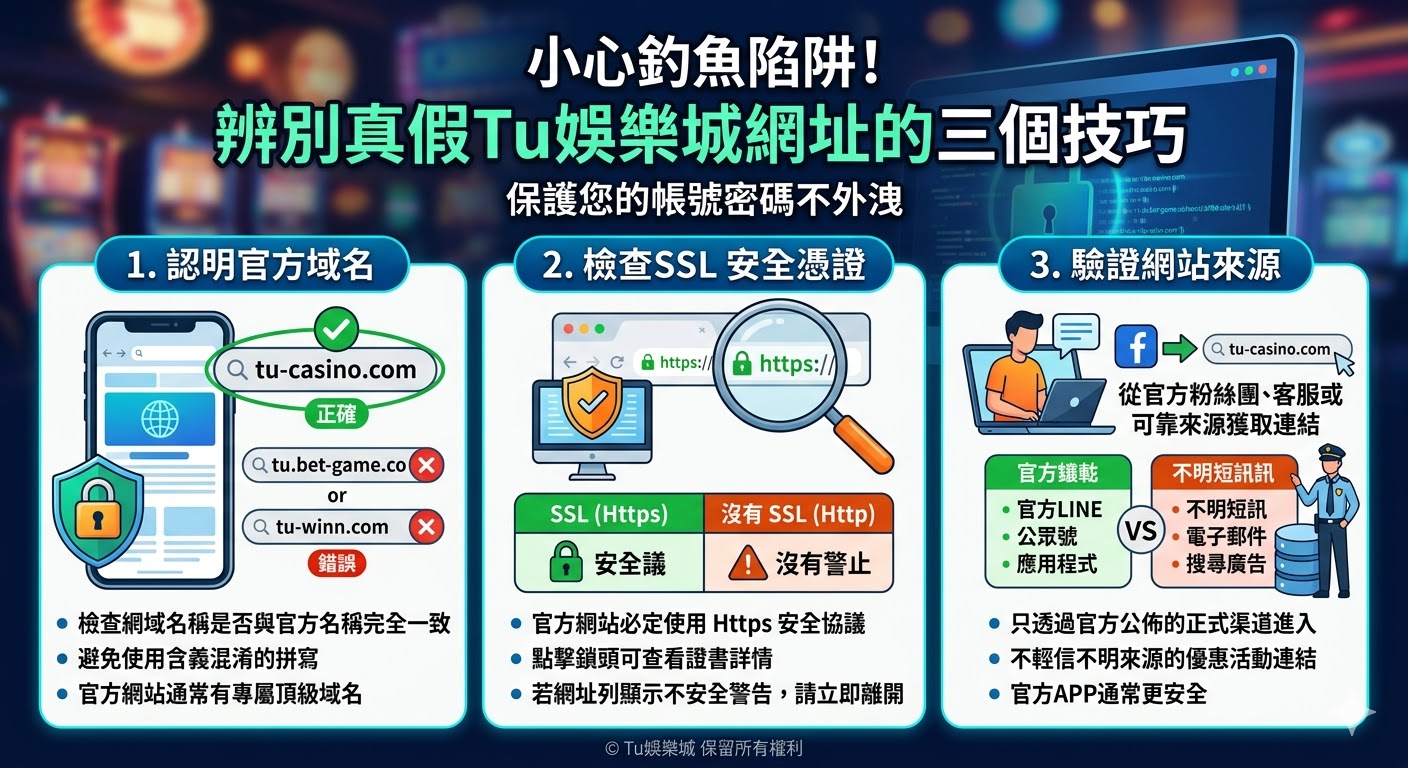 小心釣魚陷阱！辨別真假Tu娛樂城網址的三個技巧，保護您的帳號密碼不外洩